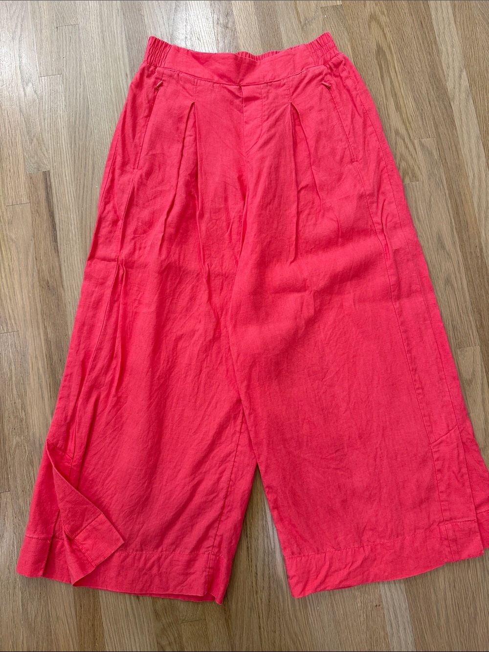 Athleta Casual Wide-Leg Crop linen Pants in Coral Pink size 2
